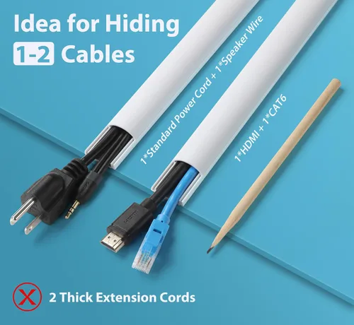 Vista 2 de ZhiYo Ocultador de cable de 39 pulgadas (3 piezas de 13 pulgadas de largo cada una), para 1-2 cables, cubiertas de cable autoadhesivas para cables