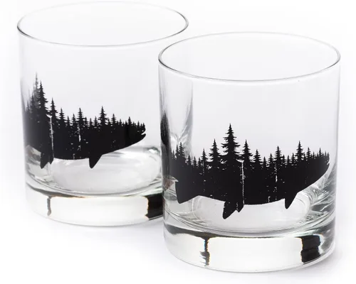 Vista 14 de Juego de vasos de whisky de paisaje de playa Black Lantern Juego de 2 vasos estilo antiguo de 11 oz Vasos de cóctel con base pesada en caja