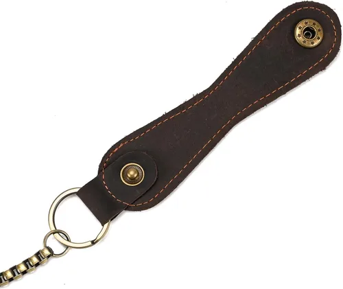 Vista 4 de Cartera larga de cuero genuino para hombre, cartera con tarjetero y bolsillo para monedas