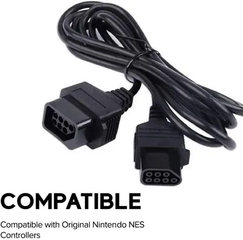 Vista 7 de Paquete de 2 cables de extensión para mando original Nintendo NES 7P, 5.9ft, color negro