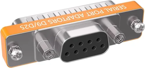 Vista 7 de DB9 hembra a DB25 hembra de perfil bajo y módem Mini adaptador, naranja (F/F)