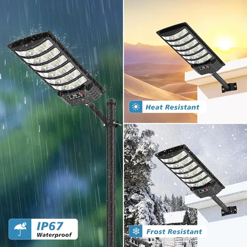 Vista 7 de OKPRO Luces solares al aire libre impermeables - Luces de calle solares de ángulo amplio para exteriores, del atardecer al amanecer, con sensor