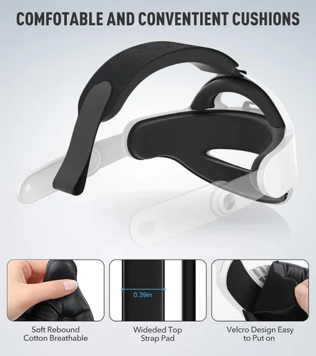 Vista 3 de YRXVW Head Strap Accessories Compatible with MetaOculus Quest 3, Enhanced Comfort and Reduce Facial Stress Adjustable VR Headstrap, Elite Strap