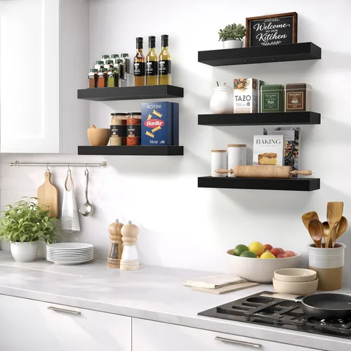 Vista 5 de Sorbus Estantes flotantes para pared, estante flotante de 16 pulgadas para cocina, dormitorio, sala de estar, baño, hogar y decoración de pared