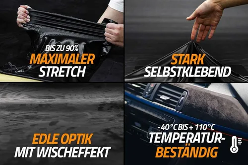 Vista 4 de indivitara® Diseño Envolvente de Gamuza de Microfibra Autoadhesiva – Tela Elástica para Interior de Automóvil Imitación de Cuero Suave al Tacto
