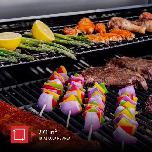 Vista 3 de Nexgrill Parrilla de Gas Propano Deluxe de 5 Quemadores con Mesa Lateral y Quemador Lateral de Sellado de Cerámica, 771 pulgadas cuadradas, 75000