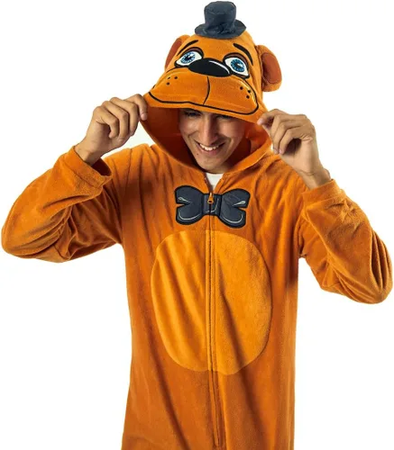 Vista 7 de Bioworld Five Nights At Freddy's Freddy Fazbear - Disfraz de mameluco con capucha para adulto