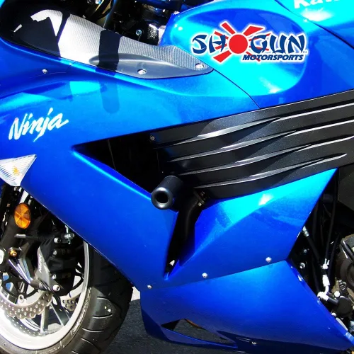 Vista 4 de Shogun USA Made Kaw Ninja ZX14 ZX 14 ZX14R 2006 2007 2008 2009 2010 2011 Negro Deslizadores de marco sin corte - 750-4709