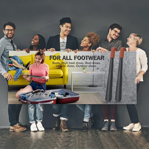 Vista 8 de ZOMAKE Cuerno de zapato de mango largo para personas mayores, hombres y mujeres, calzador largo de metal para botas, ayudante de cuchara de zapatos