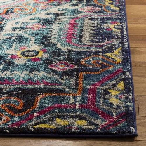 Vista 4 de SAFAVIEH Colección Monaco - Alfombra de pasillo, 2.2 x 6 pies, azul y fucsia, no desprende pelusa y de fácil cuidado, ideal para zonas de alto