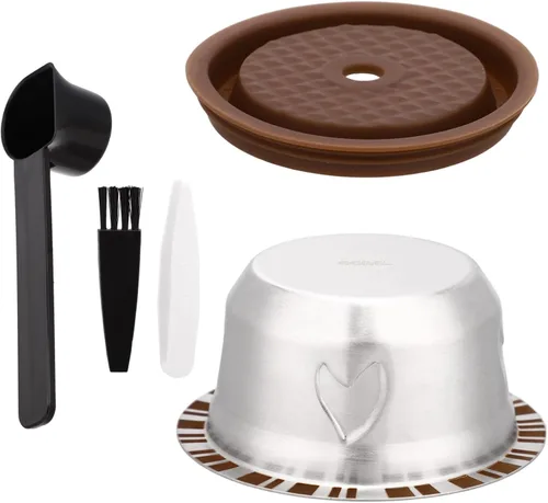 Vista 11 de Juego de cápsulas de café reutilizables para Nespresso Vertuo, acero inoxidable 5.1 fl oz/5.07oz recargable cápsula de café accesorios con tapa