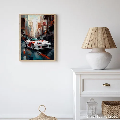 Vista 7 de Inspirational Wall Art Co. - Póster de Toyota Supra 1994 - Póster de automóvil para habitación de niños - Decoración de pared de coche - Decoración