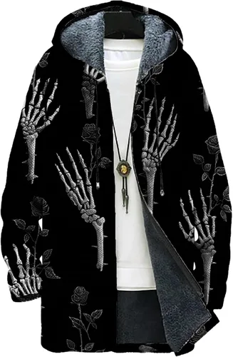Vista 32 de Mens Hooded Cardigan Japanese Art Zip Up Long Sleeve Sweater Hoodie Dragon Print Coat with Pockets