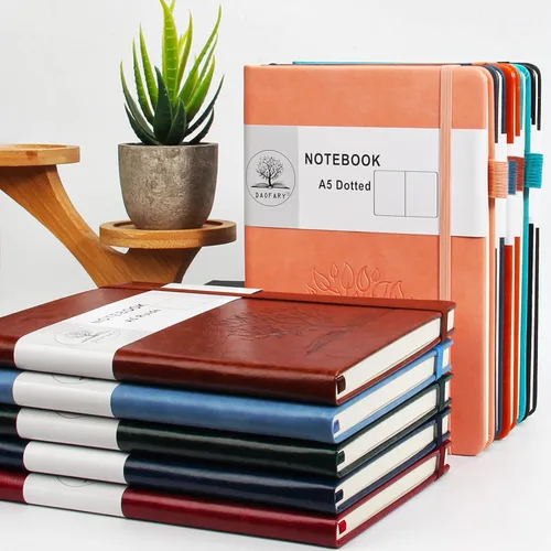 Vista 6 de Daofary Cuaderno de puntos con soporte para bolígrafo, cuaderno de cuadrícula de puntos A5 con 160 páginas, papel grueso de 2.95 oz/yd², diario