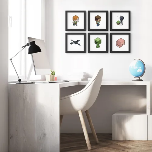 Vista 2 de Trends International Gallery Pops Minecraft - Paquete de arte de pared isométrico de Mobs de jugador (paquete de 6), arte de pared Gallery Pops