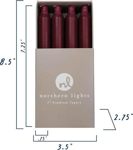 Vista 4 de Northern Lights Candles Conos prémium de 7 pulgadas, paquete de 12 unidades, color burdeos - 71743