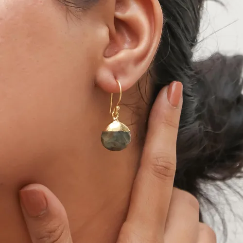 Vista 8 de Gempires - Pendiente de gancho de pera natural, pendiente de meditación, joyería hecha a mano, regalo para ella