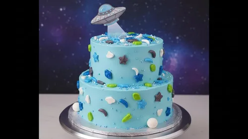 Vista 6 de NCS Outer Space - Gránulos comestibles de caramelo azul, morado, blanco y verde lima, alien, planeta, luna y estrella, 8 onzas, ideal para cupcakes