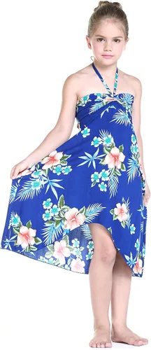 Vista 4 de Vestido halter hawaiano para niña en rojo hibisco