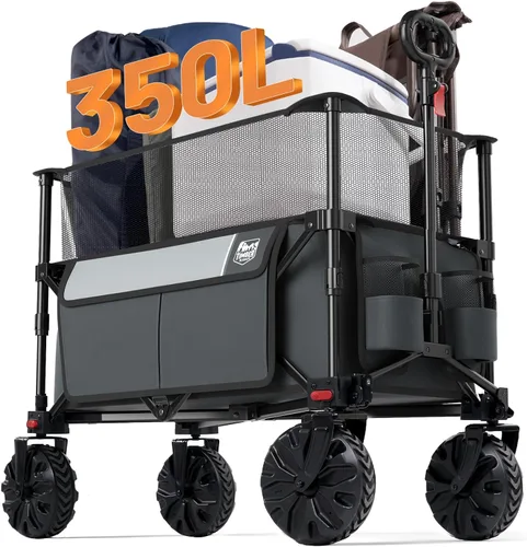 Vista 16 de TIMBER RIDGE Beach Wagon with Balloon Wheels& All-Terrain Wheels, Tailgate 300 lbs Heavy Duty Foldable Wagon for Sand Camping Sports，47" L Beach