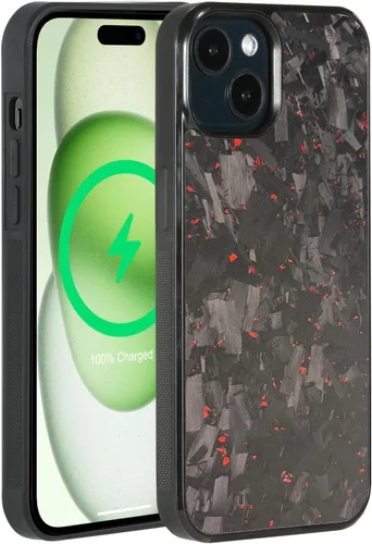Vista 11 de Grip Series - Funda para iPhone 15 con fibra de carbono forjada real, diseño de bordes agarres, imanes integrados, compatible con cargadores y Negro