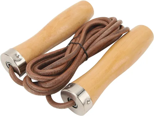Vista 3 de Rope Skipping Rope, Workout Rope with Wooden Handle Cowhide for Fitness Portable Exercise HIIT Aerobic Training