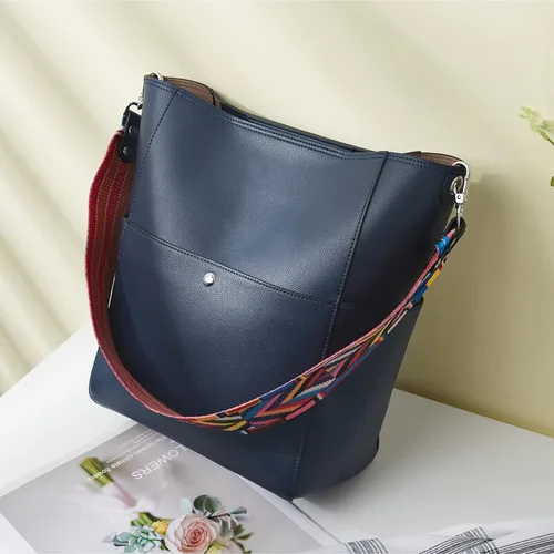 Vista 6 de BROMEN Bolsa Hobo para mujer, diseñada con cuero vegano, de hombro, bandolera