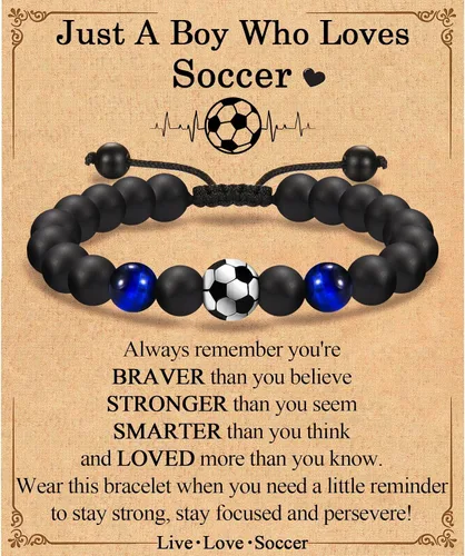 Vista 13 de EFVISD Pulsera de fútbol, baloncesto, béisbol, hockey para regalos para niños jugadores amantes de equipos, hijo, nieto, hermano, sobrino, amigo