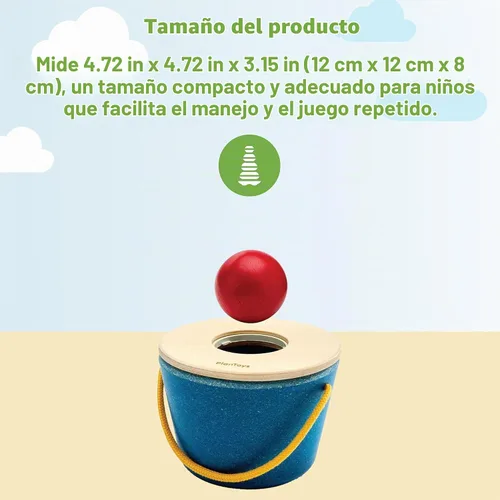 Vista 2 de PlanToys® Pop N Drop Bucket Objeto de Madera Permanencia Juguete para Bebés Cubo Pop 'N' Drop