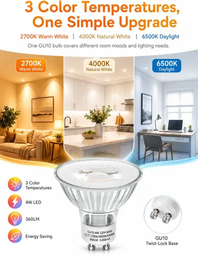 Vista 7 de SerBion Paquete de 6 bombillas LED GU10 que cambian de color, bombillas de 4 W para iluminación empotrada, iluminación de pista, luces de acento