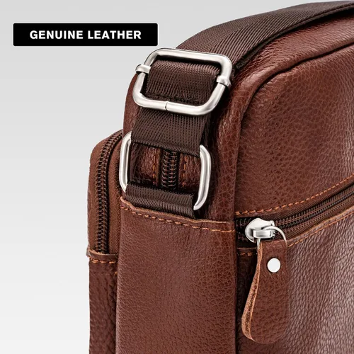 Vista 5 de molshine Sling - Mochila bandolera de cuero genuino para hombres y mujeres, mochila vintage para ciclismo