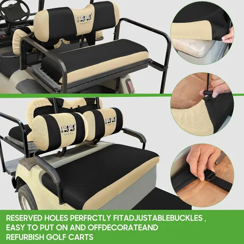 Vista 8 de 10L0L Fundas para Asientos Delanteros y Traseros de Carrito de Golf, Juego Completo para G2 G8 G9 G11 G14 G16 G19 G20 G21 G22 y Club Car DS