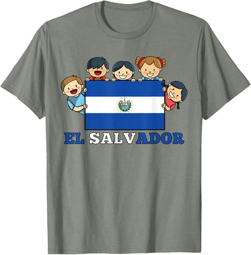Vista 32 de Camiseta salvadoreña del Mes de la Herencia Hispana con la bandera de El Salvador para niños, Negro