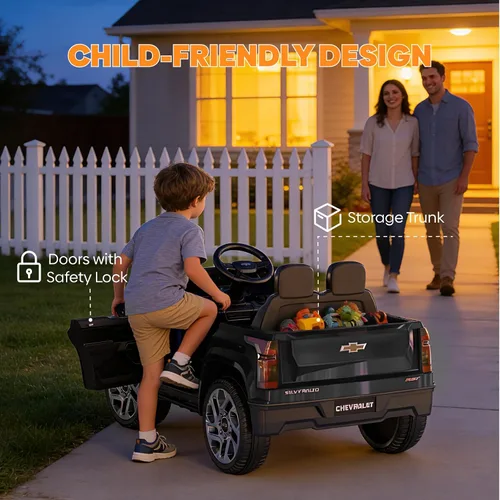 Vista 6 de Auto eléctrico Chevrolet Silverado con licencia de 24 V para niños Negro