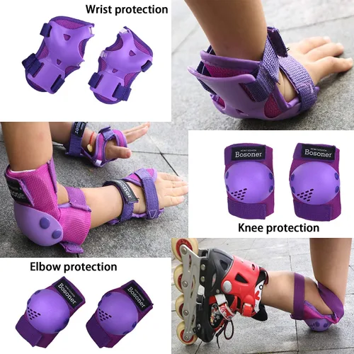 Vista 3 de BOSONER Rodilleras/Coderas/Muñequeras para Niños/Jóvenes de 3-15 Años, Conjunto de Equipo Protector Infantil para Patines, Ciclismo, Bicicleta BMX