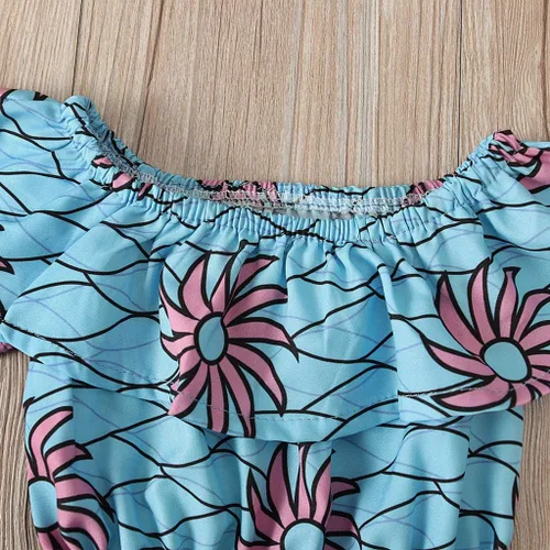 Vista 6 de Enterizo Dashiki con hombros descubiertos y diadema para niñas africanas de 18 meses (azul, 3-6 meses), Azul