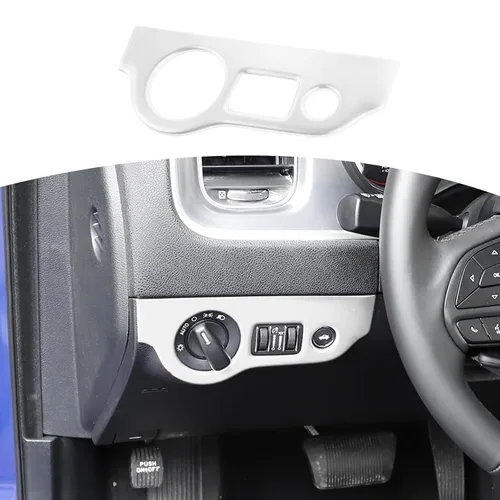 Vista 13 de RT-TCZ para Dodge Challenger 2015 en adelante, Panel de interruptor de faro Challenger, Cubierta de recorte para interior azul, Accesorios 1 pieza