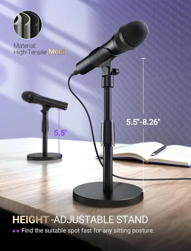 Vista 6 de FIFINE - Micrófono dinámico USB/XLR para grabación de podcast, juego de micrófono de mano de estudio con soporte de escritorio para voz, voz en off