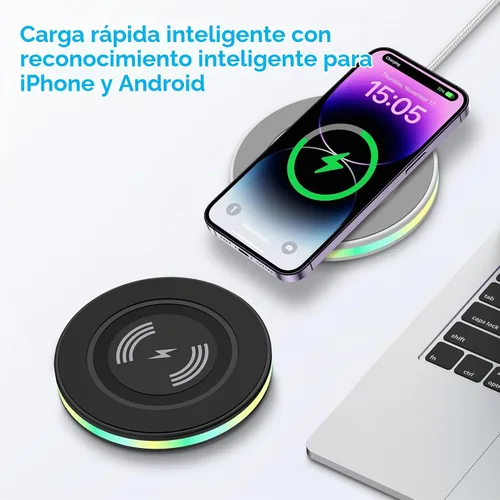 Vista 6 de Cargador inalámbrico Android Samsung Estación de carga rápida para teléfono Samsung Galaxy S26 S25 S24 Ultra S24+ S24 S23 FE S22 S21 S20 S10, iPhone