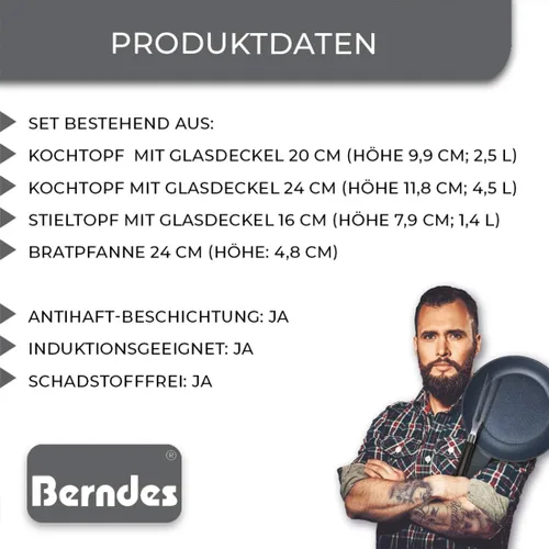 Vista 6 de Berndes Balance Induction Enduro Cookware Set 4 Piezas Aluminio Negro