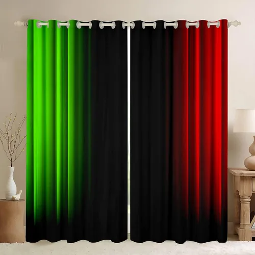 Vista 28 de Feelyou Cortinas abstractas degradadas para niños, adolescentes y mujeres, cortinas de ventana azules, moradas y negras, tratamientos geométricos