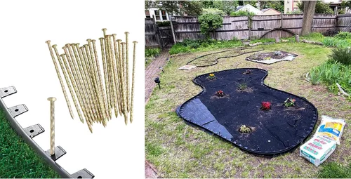 Vista 6 de Paquete de 100 estacas de jardín de metal galvanizado sólido de 6 pulgadas para jardín, anclajes en espiral para bordes de pavimentación, barreras