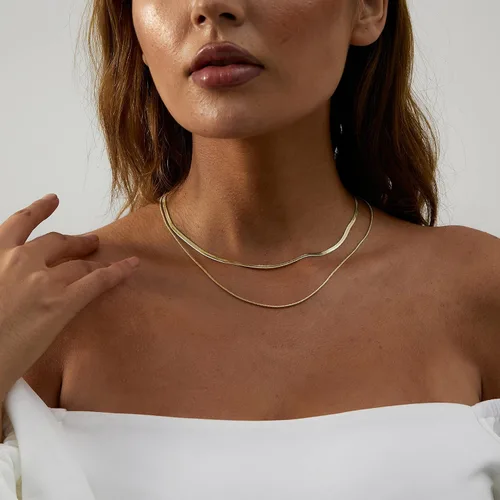Vista 16 de Collares en capas para mujer, chapados en plata, delicada cuerda torcida de serpiente, delicado collar en capas, gargantilla de diferentes