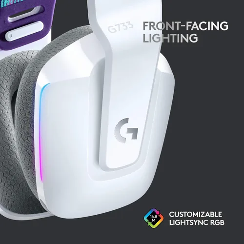 Vista 4 de Logitech - Auriculares inalámbricos G733 Lightspeed para juegos, con diadema de suspensión, LIGHTSYNC RGB, tecnología de micrófono Blue VO!CE