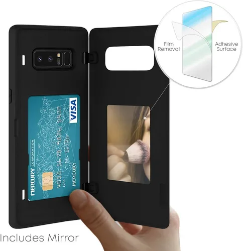 Vista 6 de GOOSPERY Funda tipo cartera para Galaxy Note 8 con tarjetero, funda protectora de doble capa para teléfono (negro)