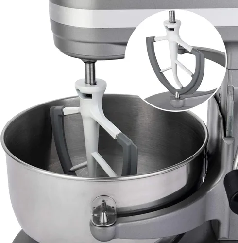 Vista 7 de Roabertic Batidor de borde flexible para batidora KitchenAid con soporte elevador de tazón, pala batidora plana de 6 cuartos de galón con bordes