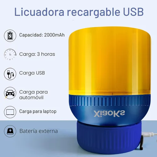 Vista 4 de Batidora personal portátil para batidos y batidos con taza de viaje de 43 onzas, USB recargable con taza y tapa sin BPA, pequeña taza para cocina
