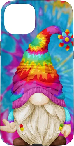 Vista 9 de Funda de gnomo de signo de paz para mujer, diseño de gnomo hippie de teñido anudado para iPhone 16