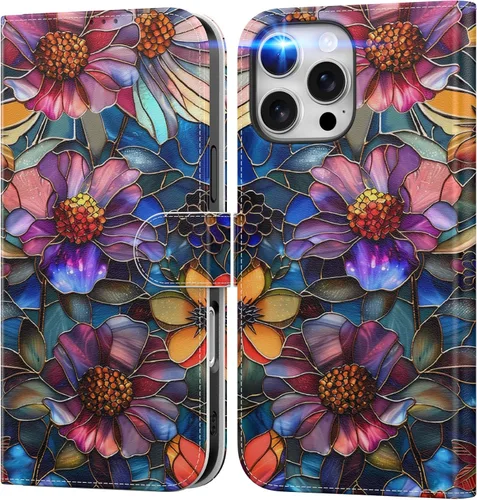 Vista 69 de DEENAKIN Funda tipo cartera para iPhone 15 con tarjetero + clip para efectivo, bloqueo RFID, protección contra caídas de grado militar y obras