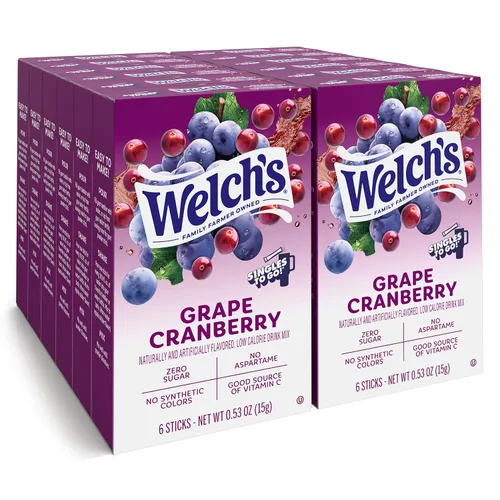 Vista 14 de Welch's Singles To Go! Paquete variado de mezcla de bebida de arándano, paquetes de sabor de agua sin azúcar, sin aspartamo, sin tintes